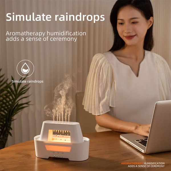 Aromatherapy diffuser designed to simulate raindrops