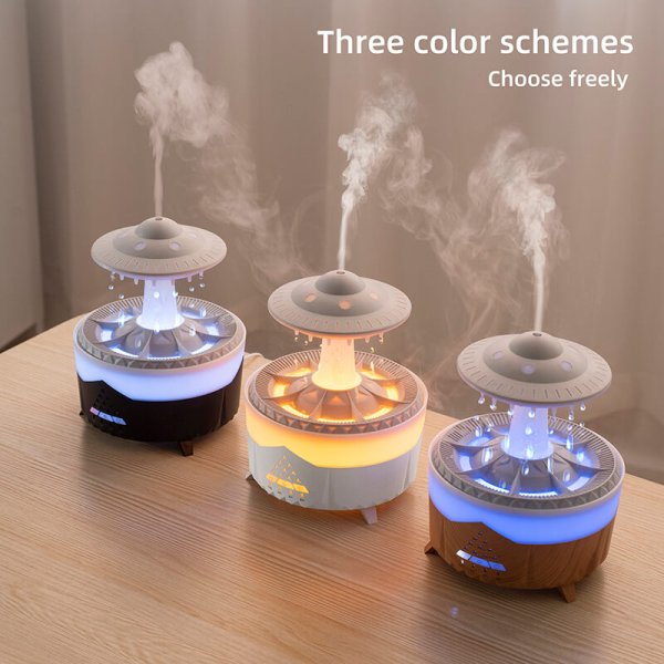 Three UFO raindrop aromatherapy machines at work